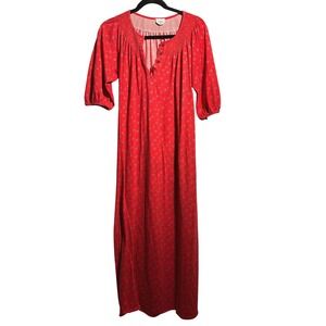 VTG Donna Richard Gilligan Malley Red Floral Smocked Maxi Dress Cottage Romantic